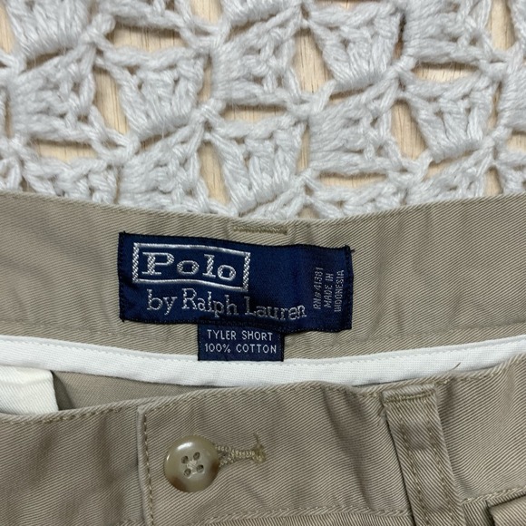 Polo Ralph Lauren Tyler Shorts Mens Size 32 Pleated Beige Classic Chino Original - Picture 2 of 11